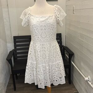 Gianni Bini White Eyelet‎ Mini Dress Size 8